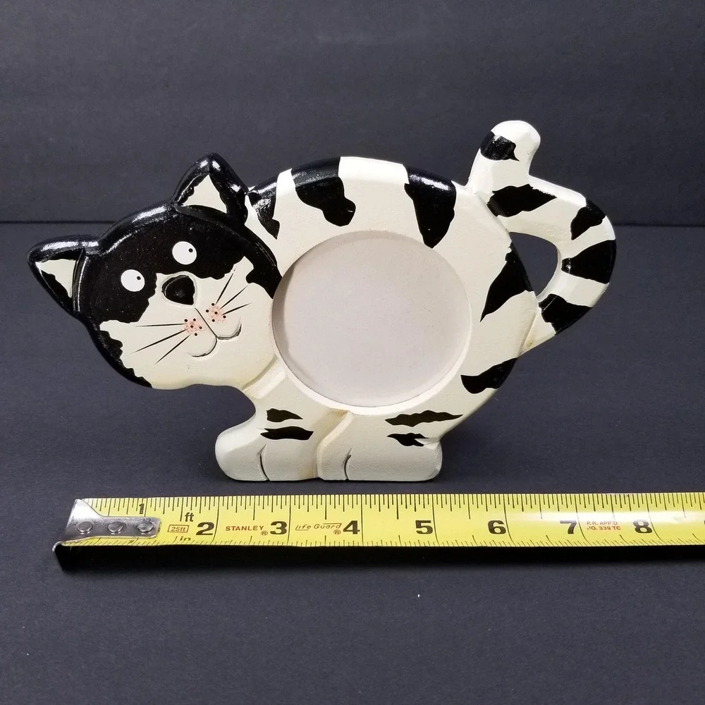 Whimsical Black‎ and White Tuxedo Cat Wooden Photo Frame Tabletop 7.5x5.5 NIB